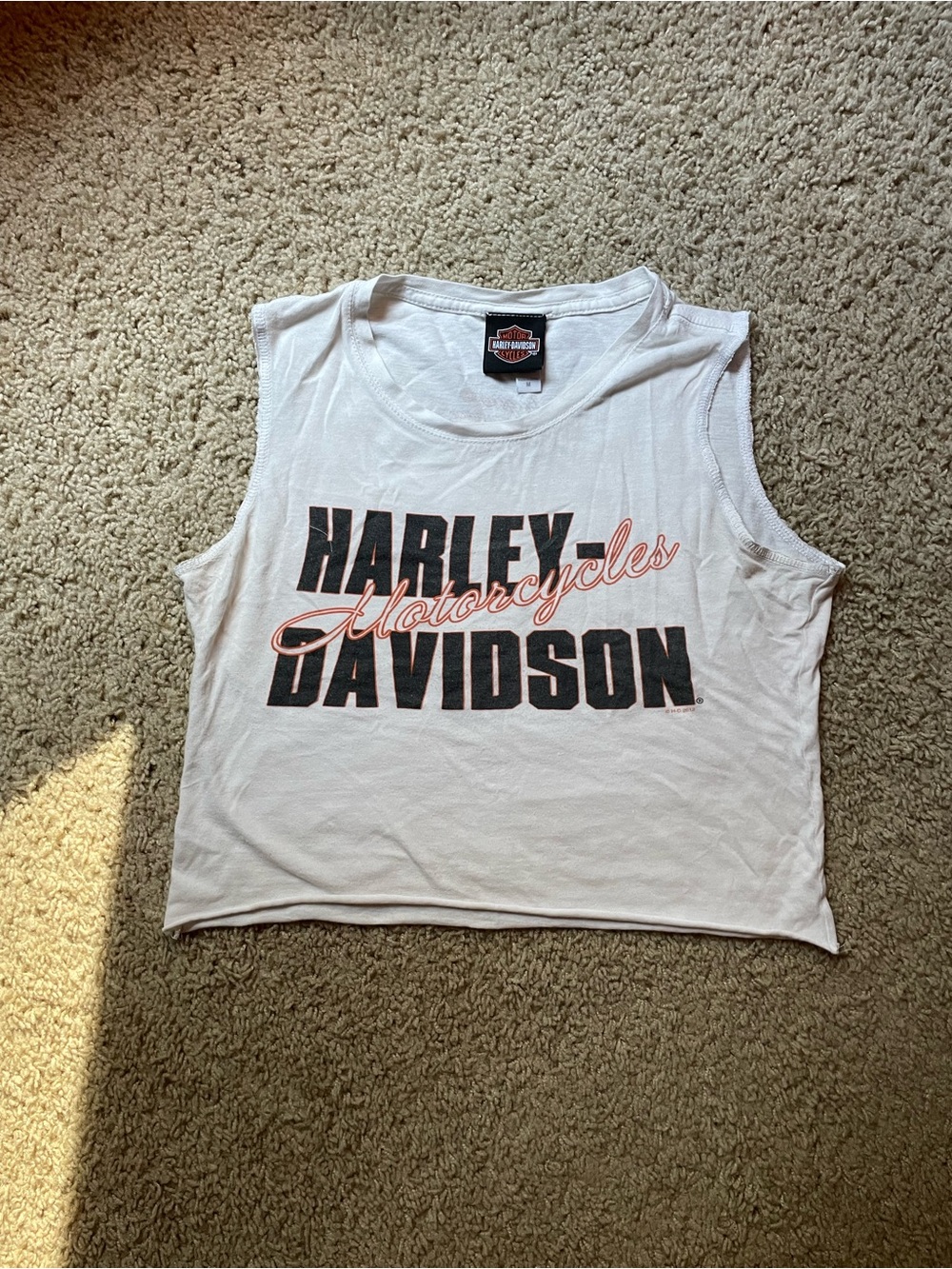 Harley-Davidson White Crop Tank with Black and Orange Logo